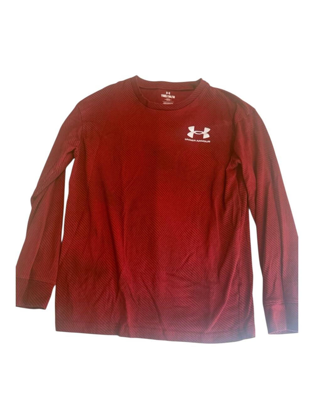 Under Armour Red Pattern Long-Sleeve Tee - Youth Medium (YMD)